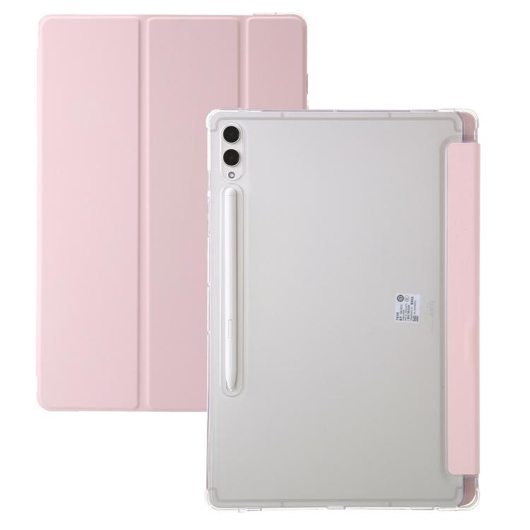For Samsung Galaxy Tab S10 FE+ 3-Fold Clear Acrylic Leather Tablet Case(Pink) by bashfashion