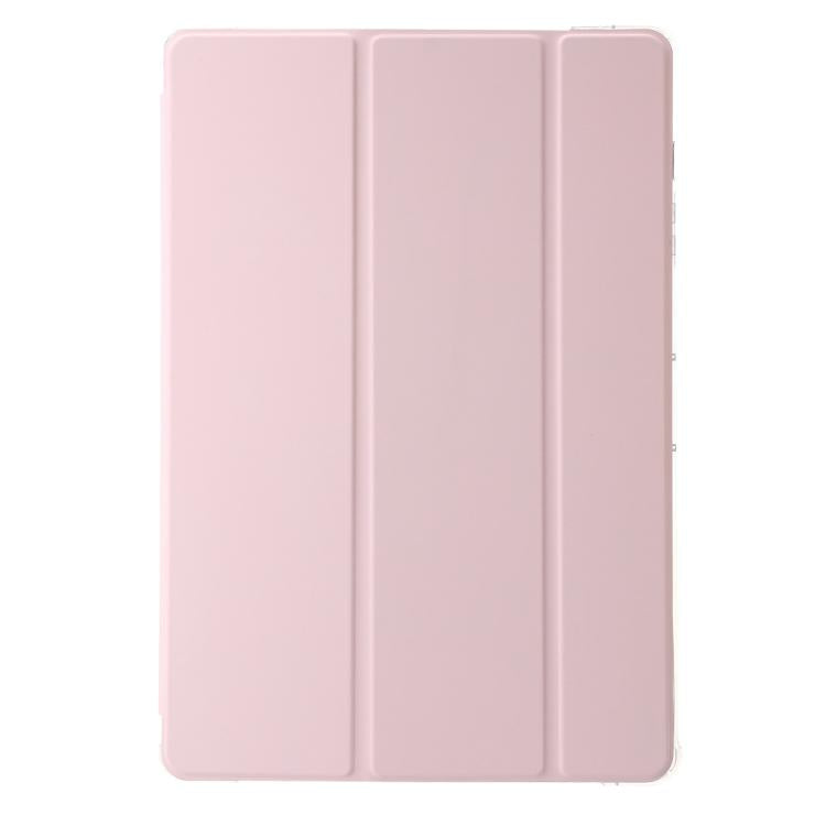 For Samsung Galaxy Tab S10 FE+ 3-Fold Clear Acrylic Leather Tablet Case(Pink) by bashfashion