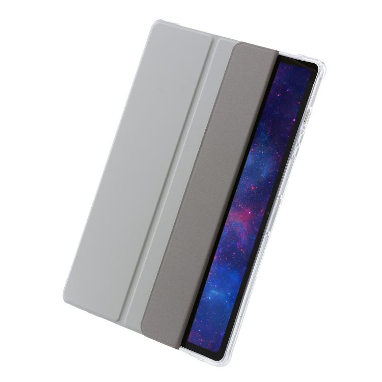 For Samsung Galaxy Tab S10 FE+ 3-Fold Clear Acrylic Leather Tablet Case(Grey) by bashfashion