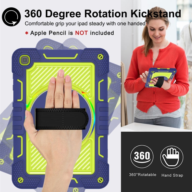 For Honor Pad X8 360 Degree Rotation PC Contrast Silicone Tablet Case(Navy Blue + Yellow Green) by bashfashion