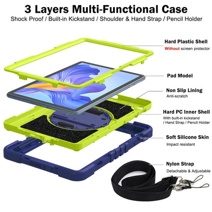 For Honor Pad X8 360 Degree Rotation PC Contrast Silicone Tablet Case(Navy Blue + Yellow Green) by bashfashion