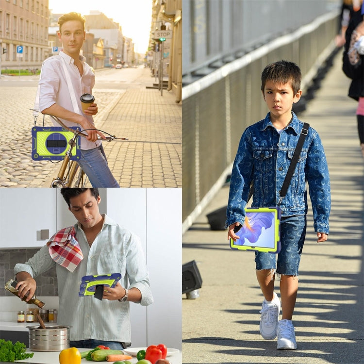 For Honor Pad X8 360 Degree Rotation PC Contrast Silicone Tablet Case(Navy Blue + Yellow Green) by bashfashion