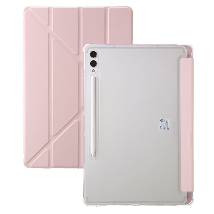For Samsung Galaxy Tab S9 Clear Acrylic Deformation Leather Tablet Case(Pink) by bashfashion