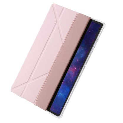 For Samsung Galaxy Tab S9 Clear Acrylic Deformation Leather Tablet Case(Pink) by bashfashion