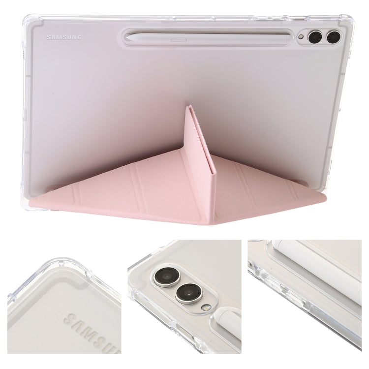 For Samsung Galaxy Tab S9 Clear Acrylic Deformation Leather Tablet Case(Pink) by bashfashion