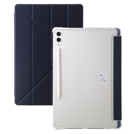 For Samsung Galaxy Tab S9 Clear Acrylic Deformation Leather Tablet Case(Dark Blue) by bashfashion