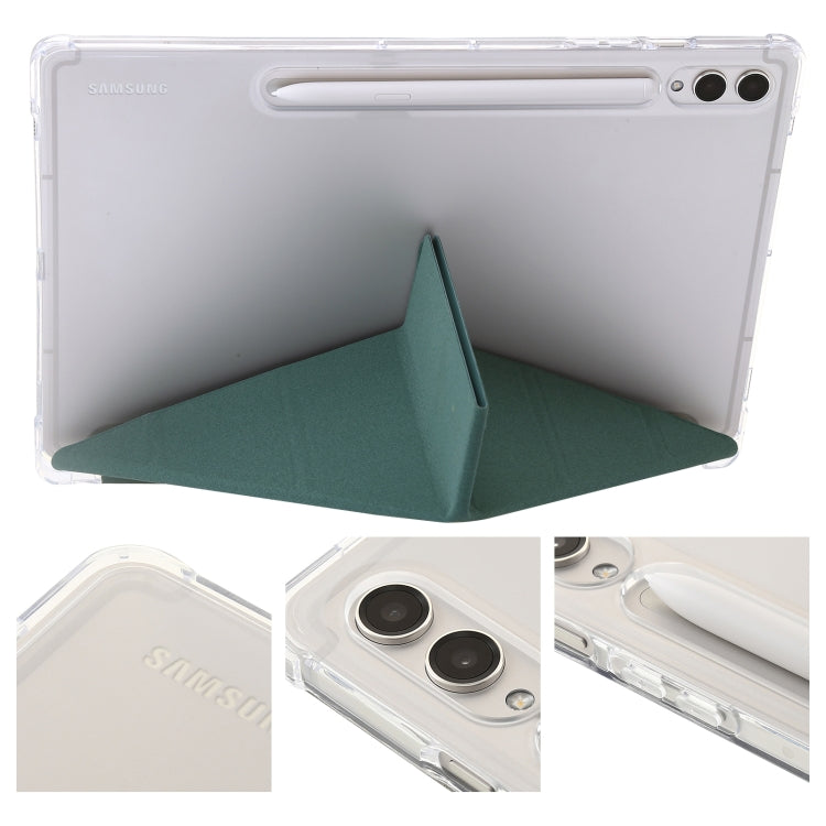 For Samsung Galaxy Tab S9 Clear Acrylic Deformation Leather Tablet Case(Deep Green) by bashfashion