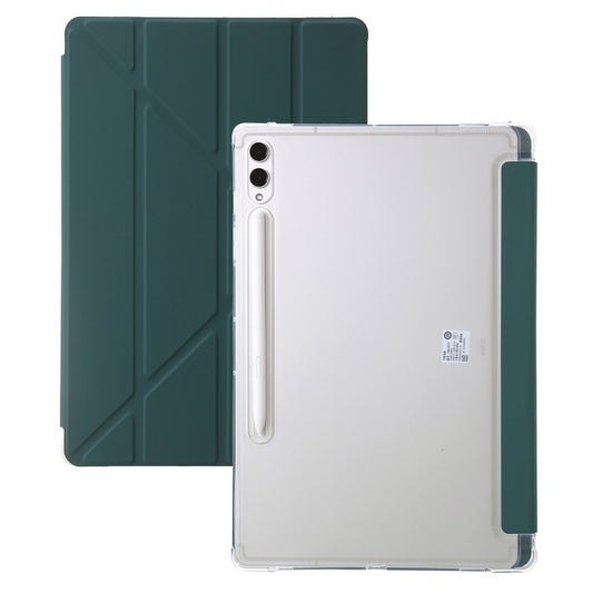 For Samsung Galaxy Tab S10+ / S9+ Clear Acrylic Deformation Leather Tablet Case(Deep Green) by bashfashion