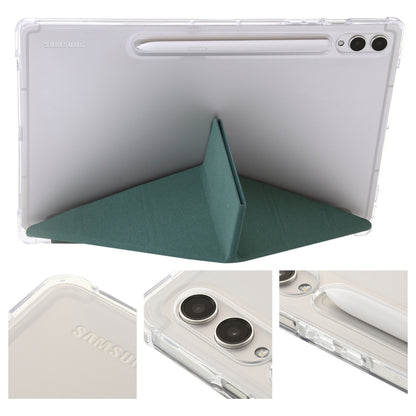 For Samsung Galaxy Tab S10+ / S9+ Clear Acrylic Deformation Leather Tablet Case(Deep Green) by bashfashion