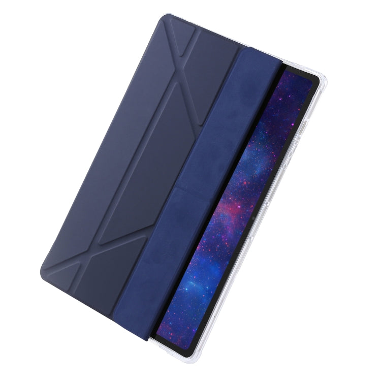 For Samsung Galaxy Tab S9 FE+ Clear Acrylic Deformation Leather Tablet Case(Dark Blue) by bashfashion