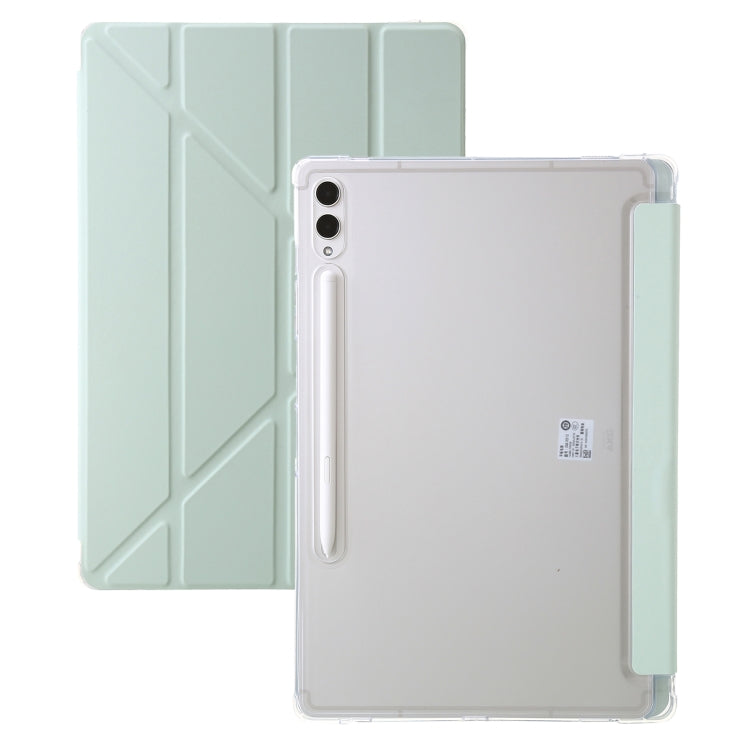 For Samsung Galaxy Tab S9 FE+ Clear Acrylic Deformation Leather Tablet Case(Green) by bashfashion