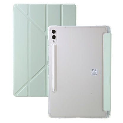 For Samsung Galaxy Tab S9 FE+ Clear Acrylic Deformation Leather Tablet Case(Green) by bashfashion