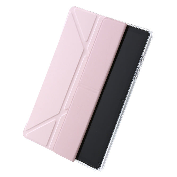 For Samsung Galaxy Tab A11 / A9 Clear Acrylic Deformation Leather Tablet Case(Pink) by bashfashion
