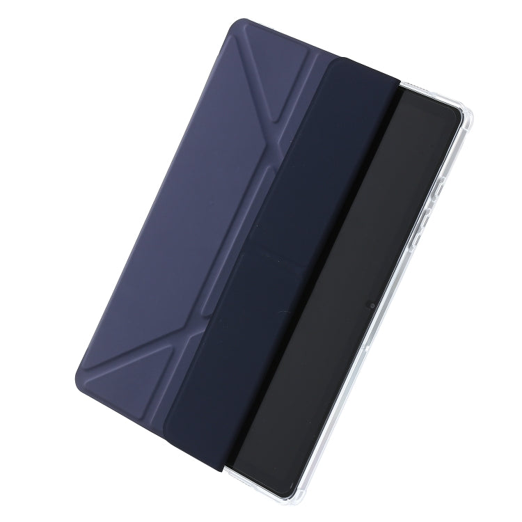 For Samsung Galaxy Tab A11 / A9 Clear Acrylic Deformation Leather Tablet Case(Dark Blue) by bashfashion