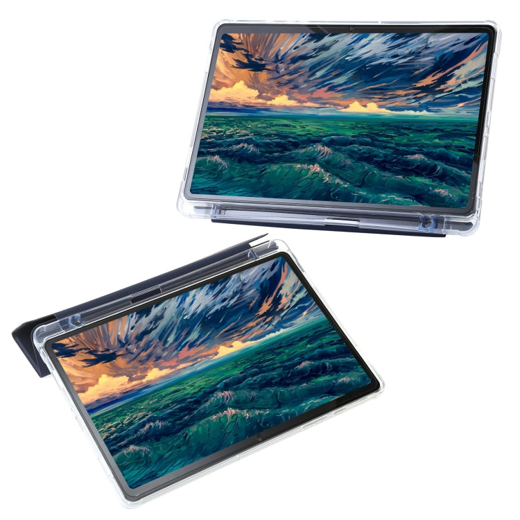 For Samsung Galaxy Tab A11 / A9 Clear Acrylic Deformation Leather Tablet Case(Dark Blue) by bashfashion