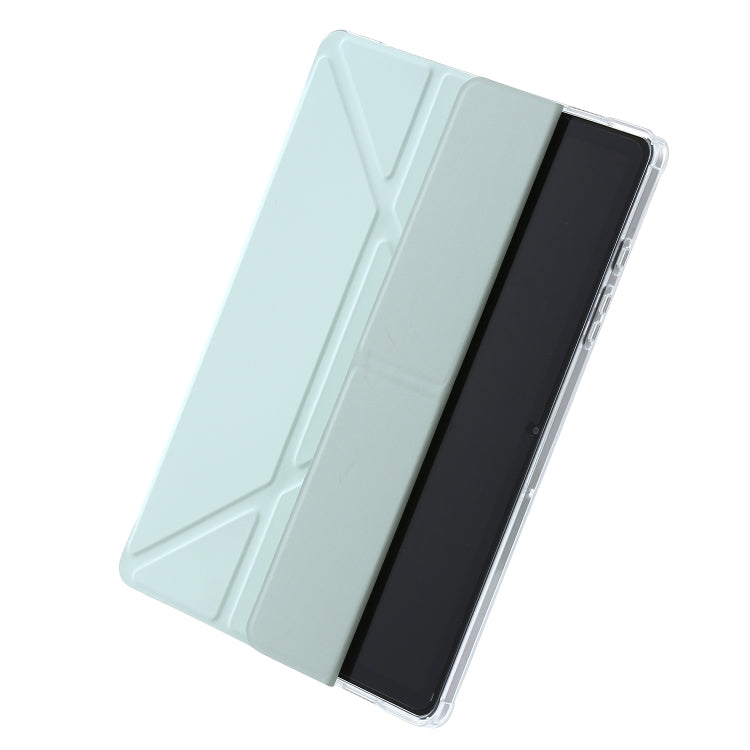 For Samsung Galaxy Tab A11 / A9 Clear Acrylic Deformation Leather Tablet Case(Green) by bashfashion