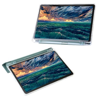 For Samsung Galaxy Tab A11 / A9 Clear Acrylic Deformation Leather Tablet Case(Deep Green) by bashfashion