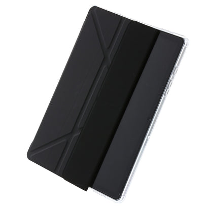 For Samsung Galaxy Tab A11 / A9 Clear Acrylic Deformation Leather Tablet Case(Black) by bashfashion
