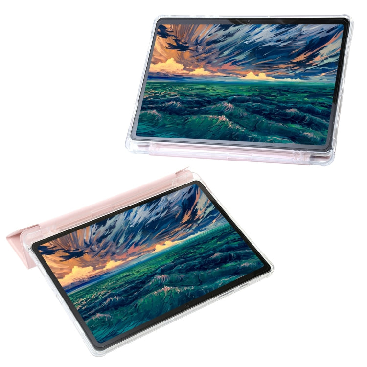 For Samsung Galaxy Tab A9+ Clear Acrylic Deformation Leather Tablet Case(Pink) by bashfashion