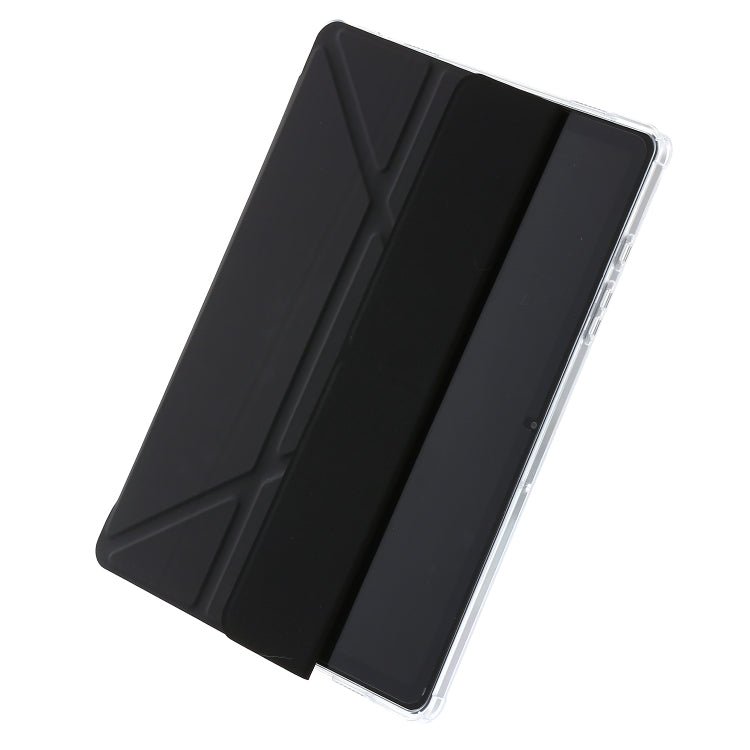 For Samsung Galaxy Tab A9+ Clear Acrylic Deformation Leather Tablet Case(Black) by bashfashion