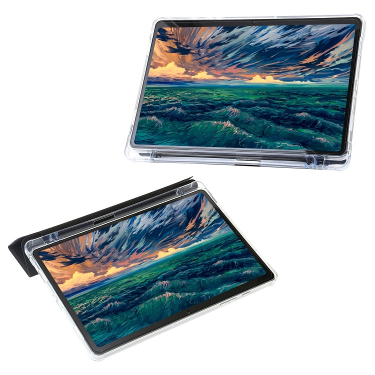 For Samsung Galaxy Tab A9+ Clear Acrylic Deformation Leather Tablet Case(Black) by bashfashion