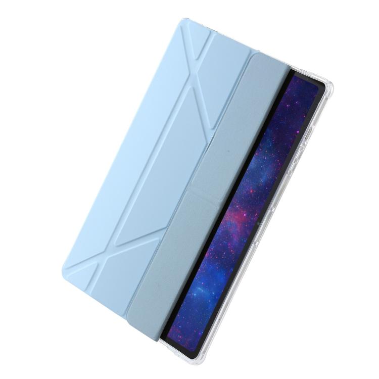 For Samsung Galaxy Tab S10 FE+ Clear Acrylic Deformation Leather Tablet Case(Ice Blue) by bashfashion