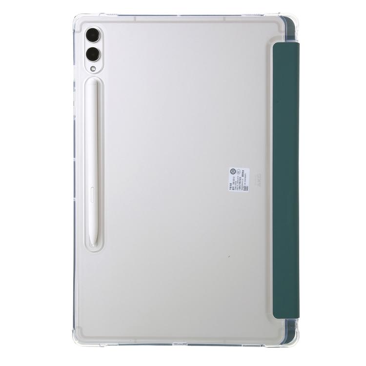 For Samsung Galaxy Tab S10 FE+ Clear Acrylic Deformation Leather Tablet Case(Deep Green) by bashfashion
