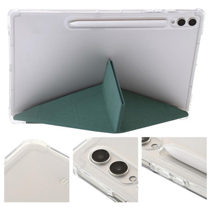 For Samsung Galaxy Tab S10 FE+ Clear Acrylic Deformation Leather Tablet Case(Deep Green) by bashfashion