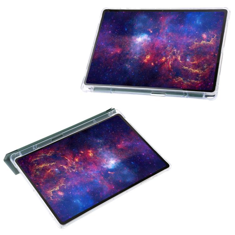 For Samsung Galaxy Tab S10 FE+ Clear Acrylic Deformation Leather Tablet Case(Deep Green) by bashfashion