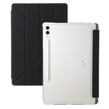 For Samsung Galaxy Tab S10 FE+ Clear Acrylic Deformation Leather Tablet Case(Black) by bashfashion