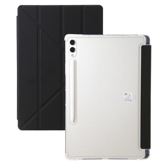 For Samsung Galaxy Tab S10 FE+ Clear Acrylic Deformation Leather Tablet Case(Black) by bashfashion