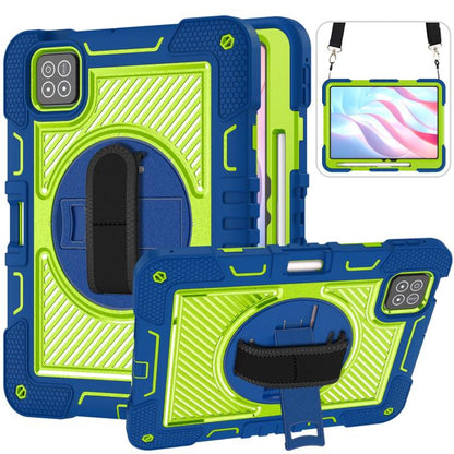 For Xiaomi Pad 7 / 7 Pro 360 Degree Rotation PC Contrast Silicone Tablet Case(Navy Blue + Yellow Green) by bashfashion