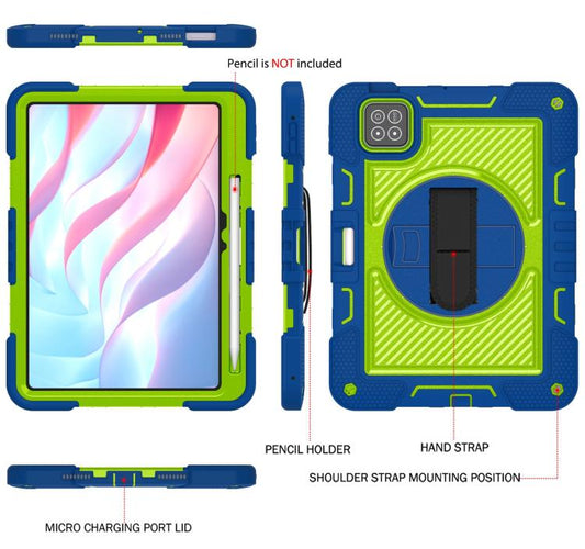 For Xiaomi Pad 7 / 7 Pro 360 Degree Rotation PC Contrast Silicone Tablet Case(Navy Blue + Yellow Green) by bashfashion