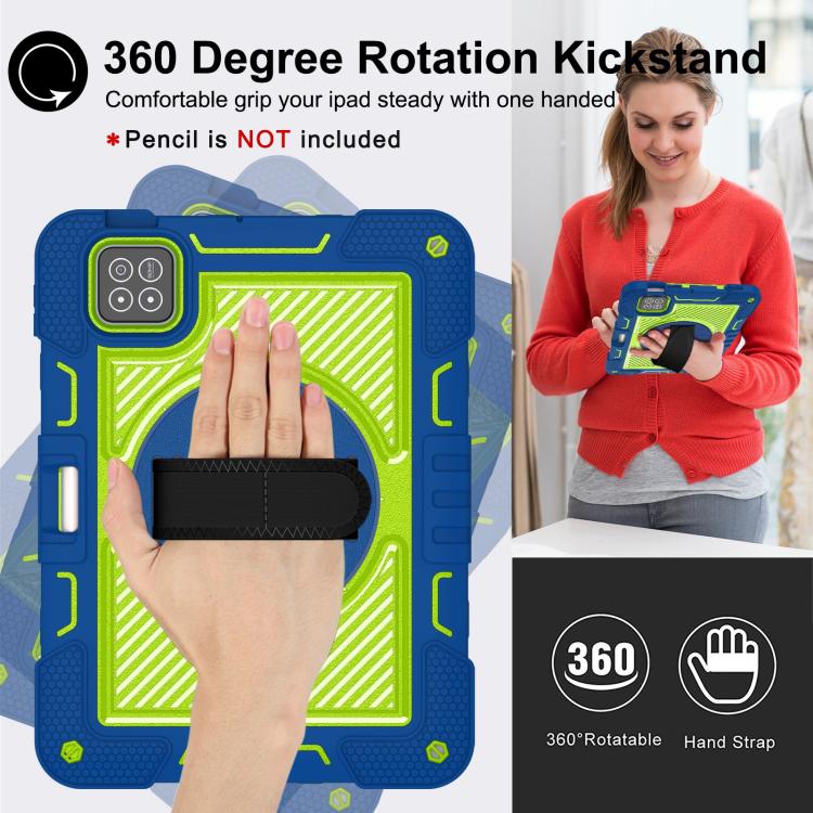 For Xiaomi Pad 7 / 7 Pro 360 Degree Rotation PC Contrast Silicone Tablet Case(Navy Blue + Yellow Green) by bashfashion