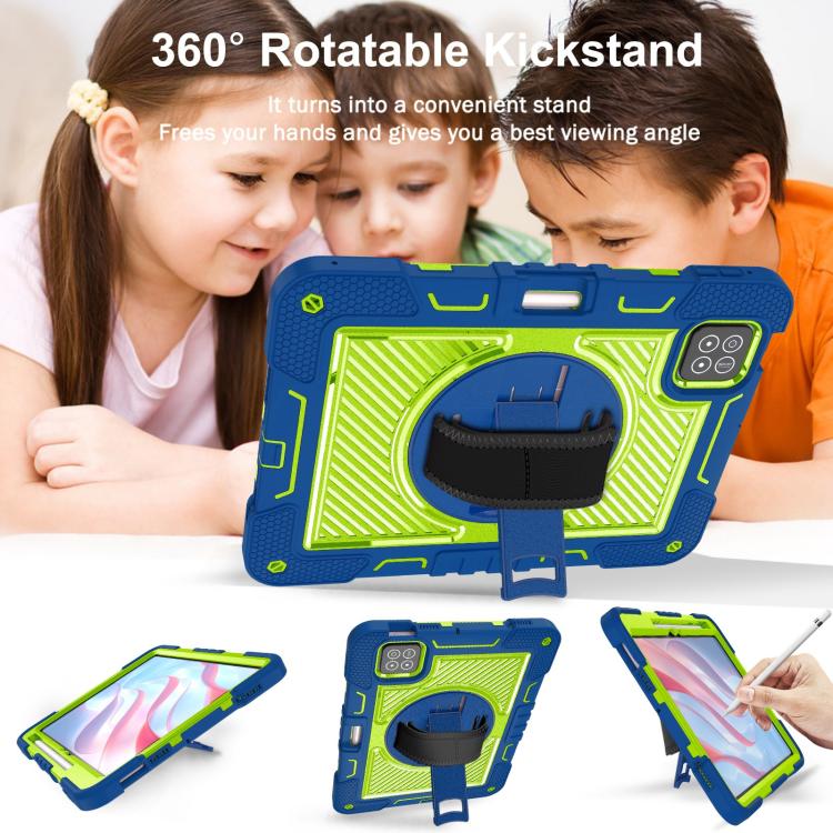 For Xiaomi Pad 7 / 7 Pro 360 Degree Rotation PC Contrast Silicone Tablet Case(Navy Blue + Yellow Green) by bashfashion