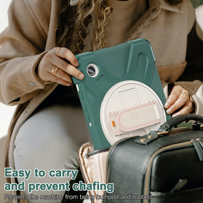 For Samsung Galaxy Tab A9+ / Tab 11+ Rotatable Kickstand Grip Heavy Duty Hard Rugged Tablet Case(Emerald-green) by bashfashion