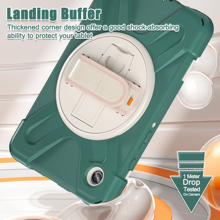 For Samsung Galaxy Tab A9+ / Tab 11+ Rotatable Kickstand Grip Heavy Duty Hard Rugged Tablet Case(Emerald-green) by bashfashion