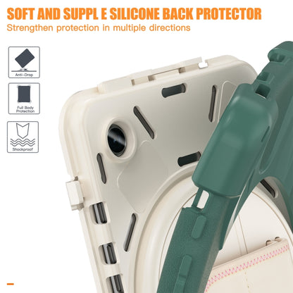 For Samsung Galaxy Tab A9+ / Tab 11+ Rotatable Kickstand Grip Heavy Duty Hard Rugged Tablet Case(Emerald-green) by bashfashion
