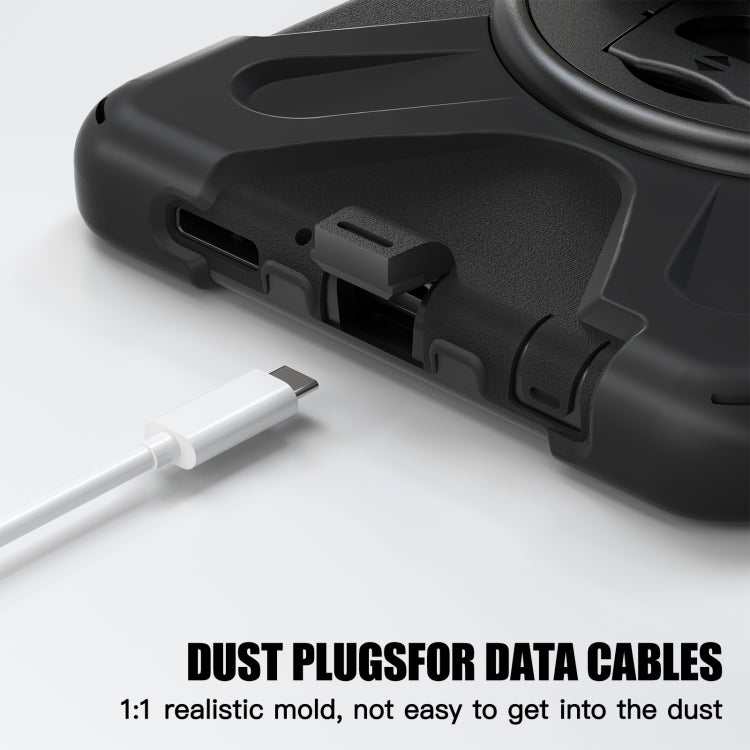 For Samsung Galaxy Tab A9+ / Tab 11+ Rotatable Kickstand Grip Heavy Duty Hard Rugged Tablet Case(Black) by bashfashion