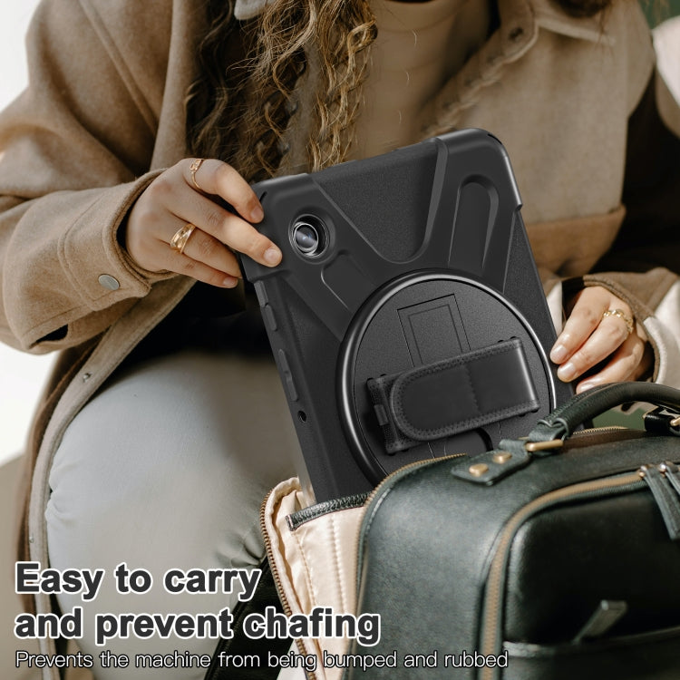 For Samsung Galaxy Tab A9+ / Tab 11+ Rotatable Kickstand Grip Heavy Duty Hard Rugged Tablet Case(Black) by bashfashion