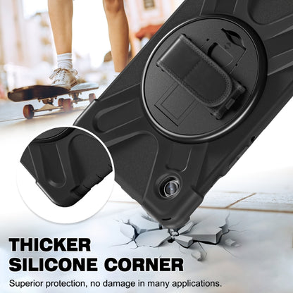 For Samsung Galaxy Tab A9+ / Tab 11+ Rotatable Kickstand Grip Heavy Duty Hard Rugged Tablet Case(Black) by bashfashion