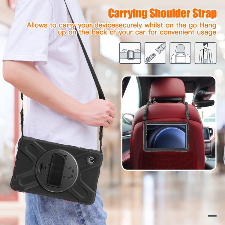 For Samsung Galaxy Tab A9+ / Tab 11+ Rotatable Kickstand Grip Heavy Duty Hard Rugged Tablet Case(Black) by bashfashion