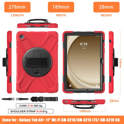 For Samsung Galaxy Tab A9+ / Tab 11+ Rotatable Kickstand Grip Heavy Duty Hard Rugged Tablet Case(Red) by bashfashion