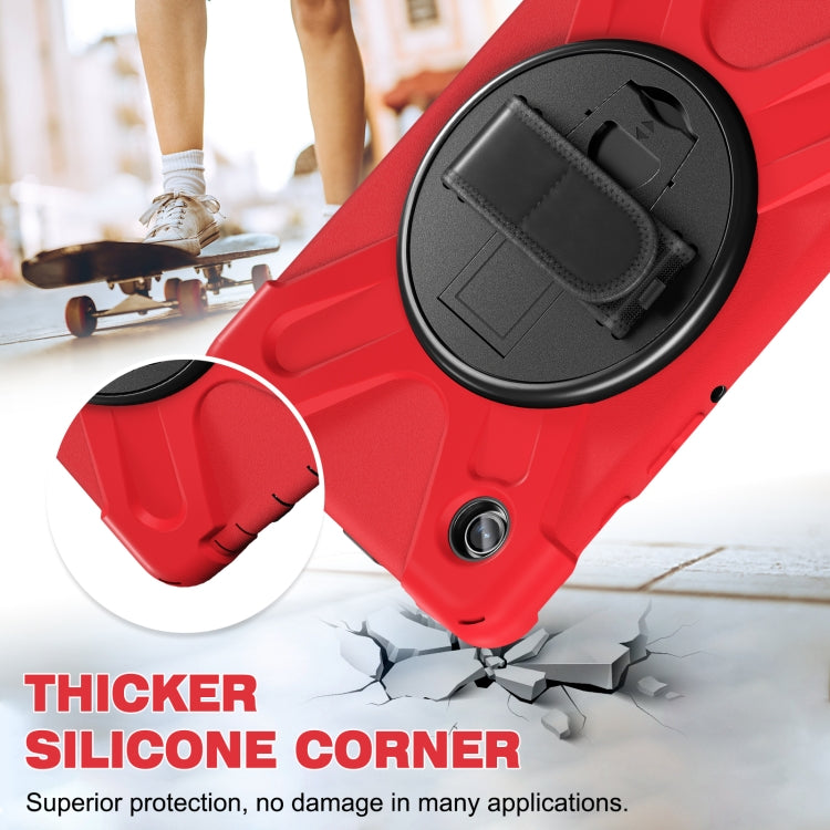 For Samsung Galaxy Tab A9+ / Tab 11+ Rotatable Kickstand Grip Heavy Duty Hard Rugged Tablet Case(Red) by bashfashion