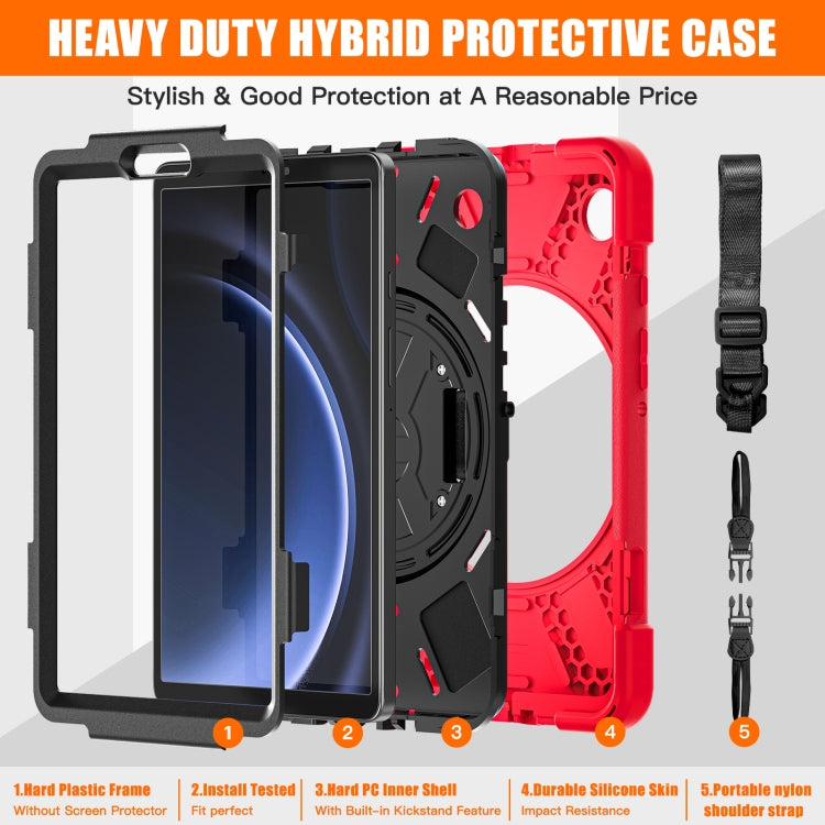 For Samsung Galaxy Tab A9+ / Tab 11+ Rotatable Kickstand Grip Heavy Duty Hard Rugged Tablet Case(Red) by bashfashion