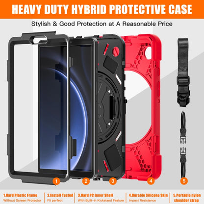 For Samsung Galaxy Tab A9+ / Tab 11+ Rotatable Kickstand Grip Heavy Duty Hard Rugged Tablet Case(Red) by bashfashion