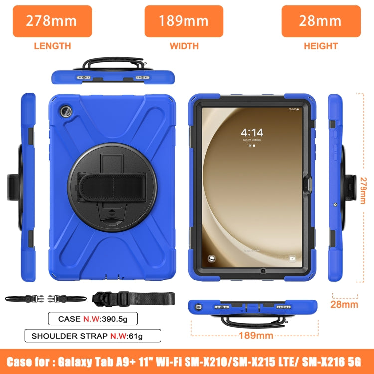 For Samsung Galaxy Tab A9+ / Tab 11+ Rotatable Kickstand Grip Heavy Duty Hard Rugged Tablet Case(Blue) by bashfashion