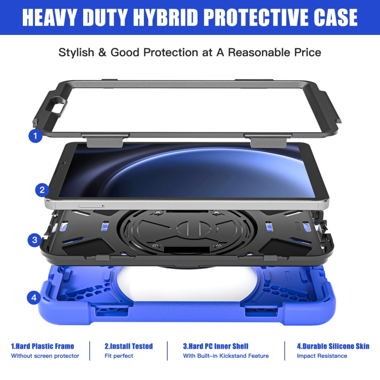 For Samsung Galaxy Tab A9+ / Tab 11+ Rotatable Kickstand Grip Heavy Duty Hard Rugged Tablet Case(Blue) by bashfashion