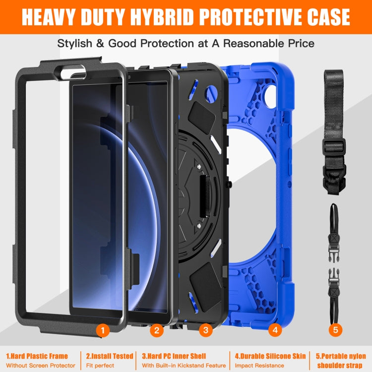 For Samsung Galaxy Tab A9+ / Tab 11+ Rotatable Kickstand Grip Heavy Duty Hard Rugged Tablet Case(Blue) by bashfashion