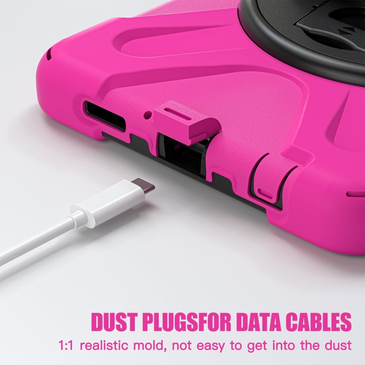 For Samsung Galaxy Tab A9+ / Tab 11+ Rotatable Kickstand Grip Heavy Duty Hard Rugged Tablet Case(Rose Red) by bashfashion